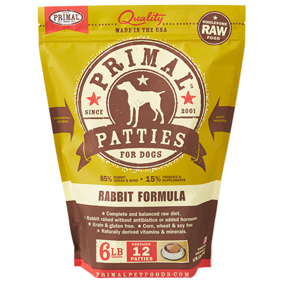 PRIMAL DOG RAW FROZEN RABBIT PATTIES