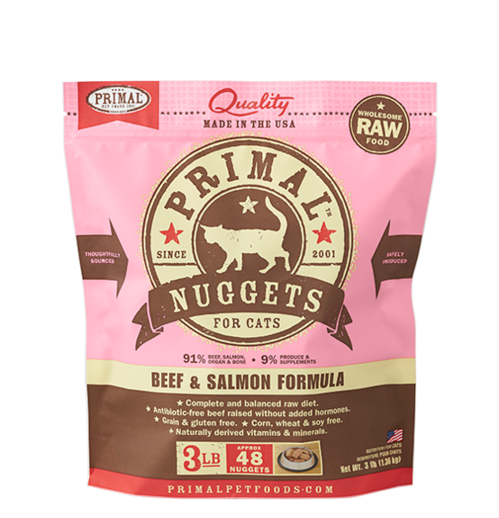 PRIMAL CAT RAW FROZEN BEEF SALMON NUGGETS