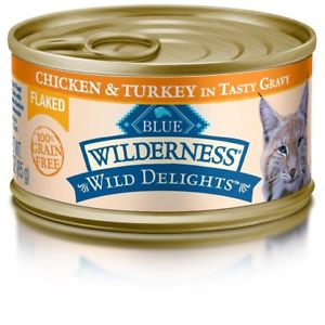 Blue Buffalo Wilderness Wild Delights Flaked Chicken & Turkey Grain-Free Canned Cat Food 