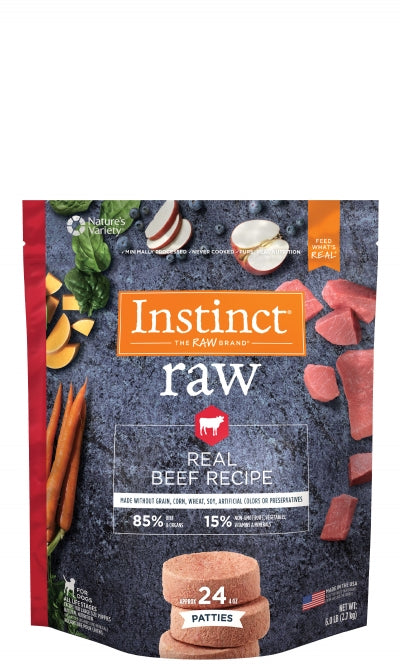 Instinct 85/15 Raw All Natural Beef Recipe for Dogs Patties